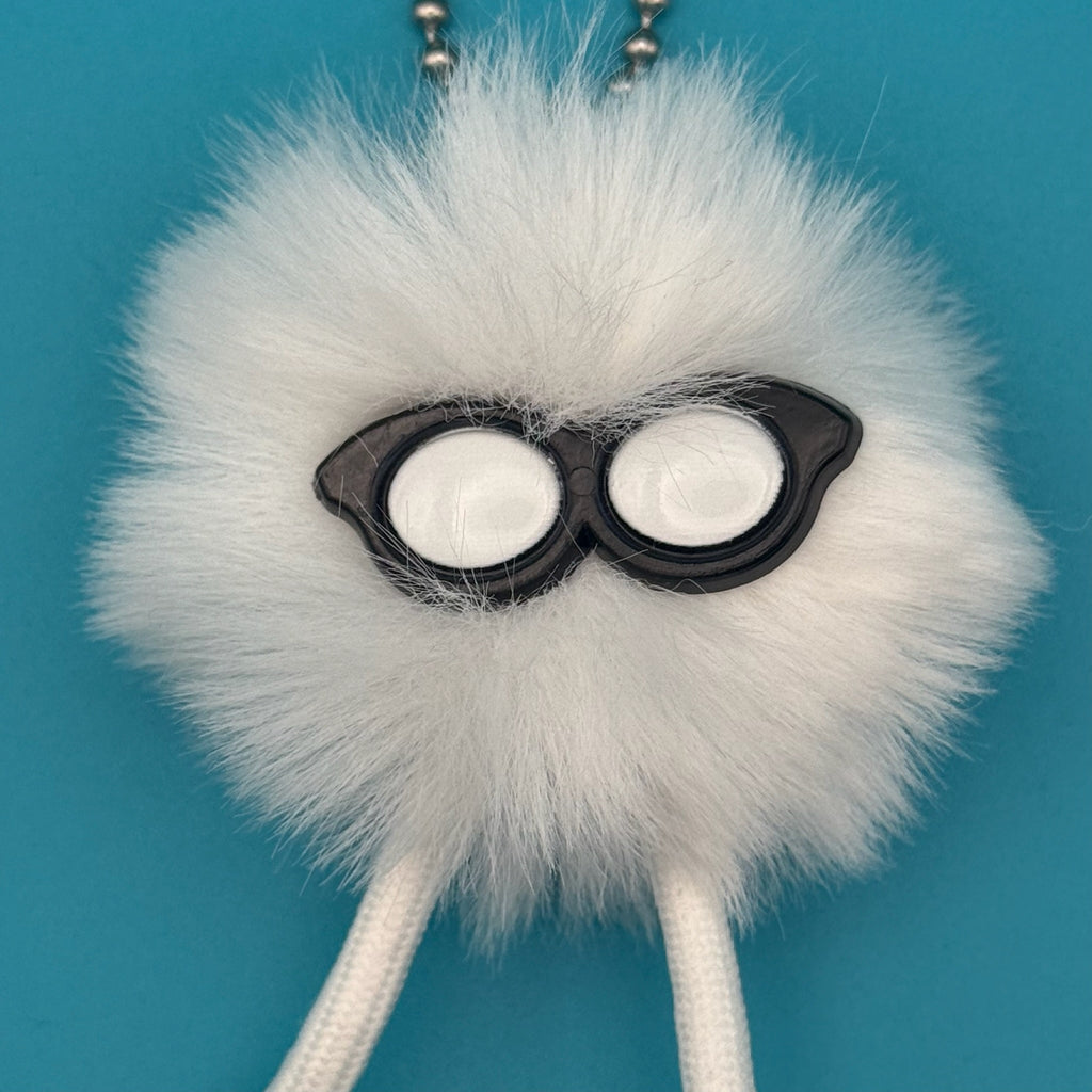 White and Black Pom Pom Walking Weirdo Bag Charm
