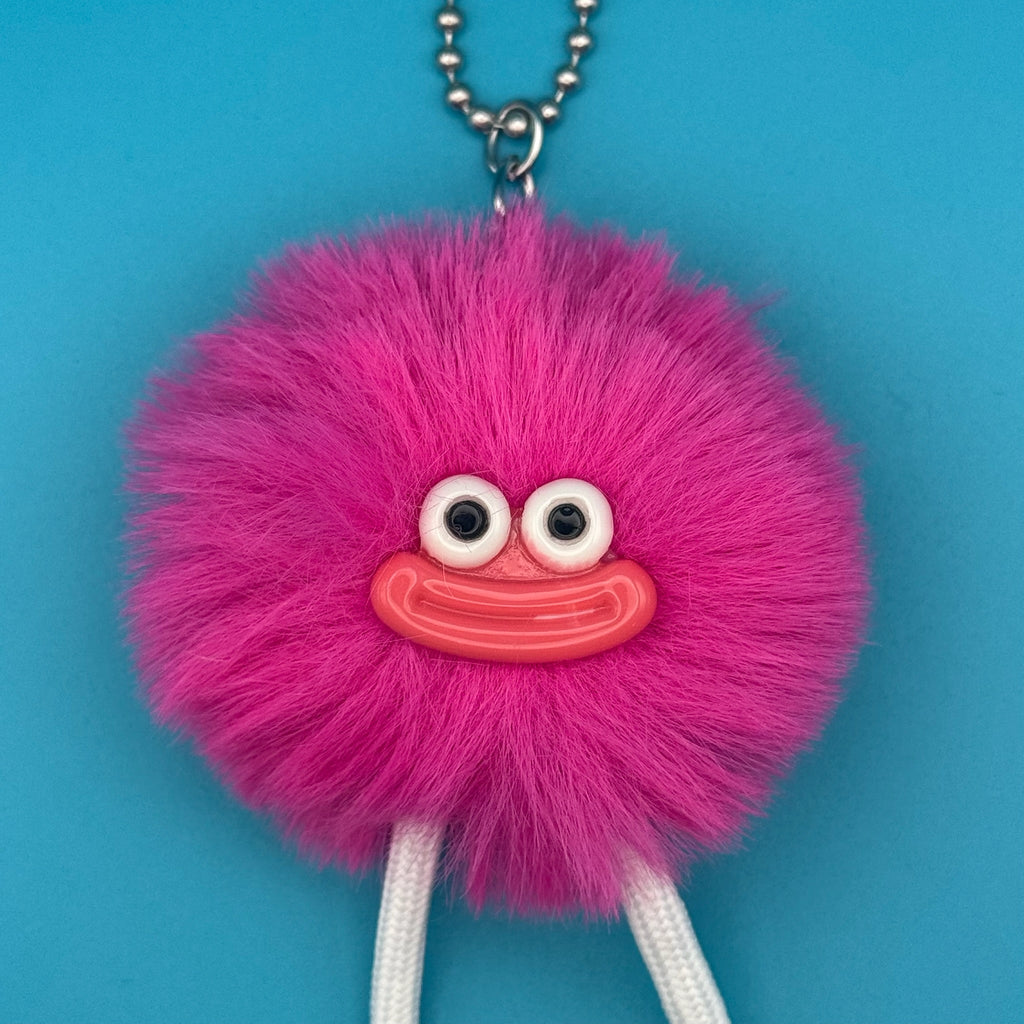 Hot Pink Pom Pom Walking Weirdo Bag Charm
