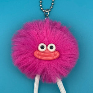 Hot Pink Pom Pom Walking Weirdo -  vintage keychain vintage charms for bag nostalgia vintage keychains y2k collectible - Bag Crap