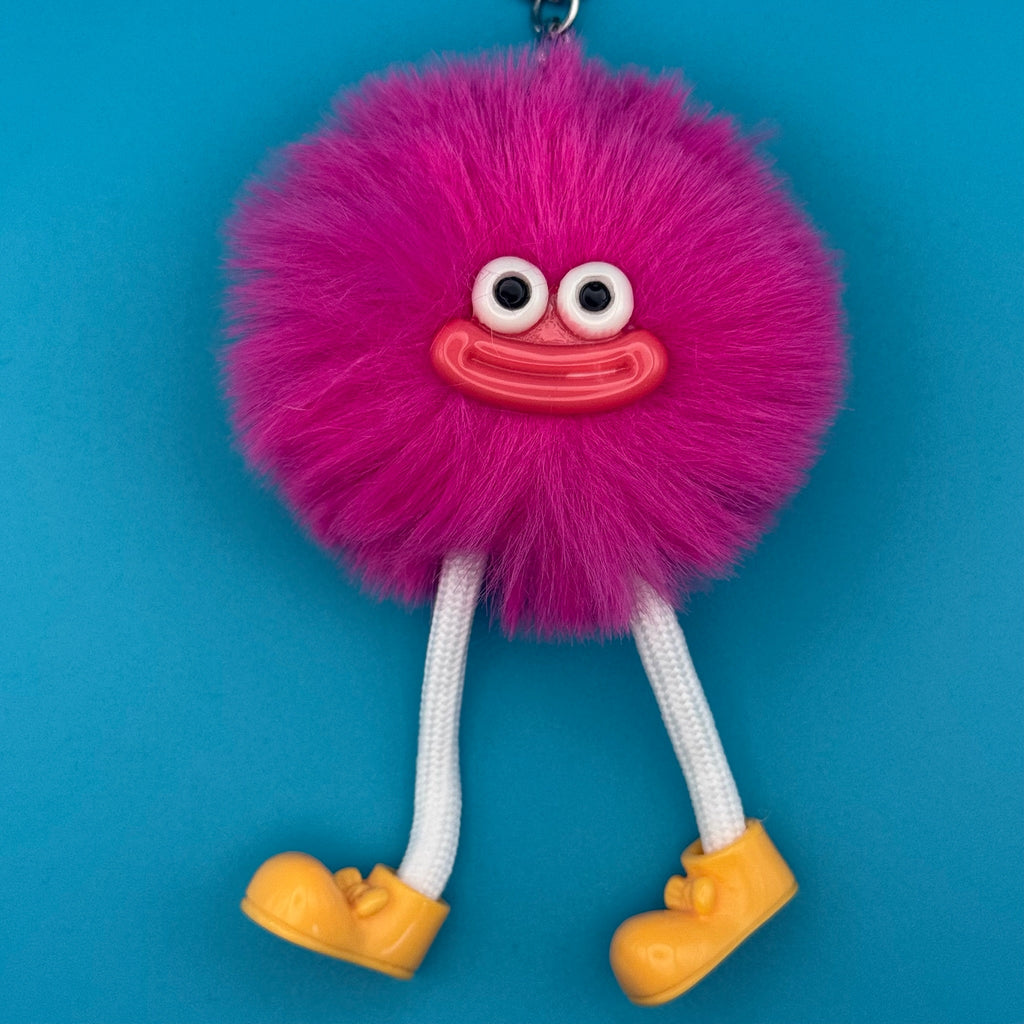 Hot Pink Pom Pom Walking Weirdo Bag Charm