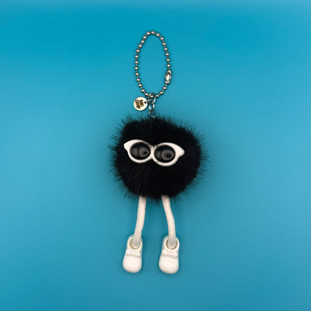 Black and White Pom Pom Walking Weirdo Bag Charm