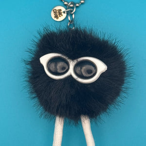 Black and White Pom Pom Walking Weirdo -  vintage keychain vintage charms for bag nostalgia vintage keychains y2k collectible - Bag Crap