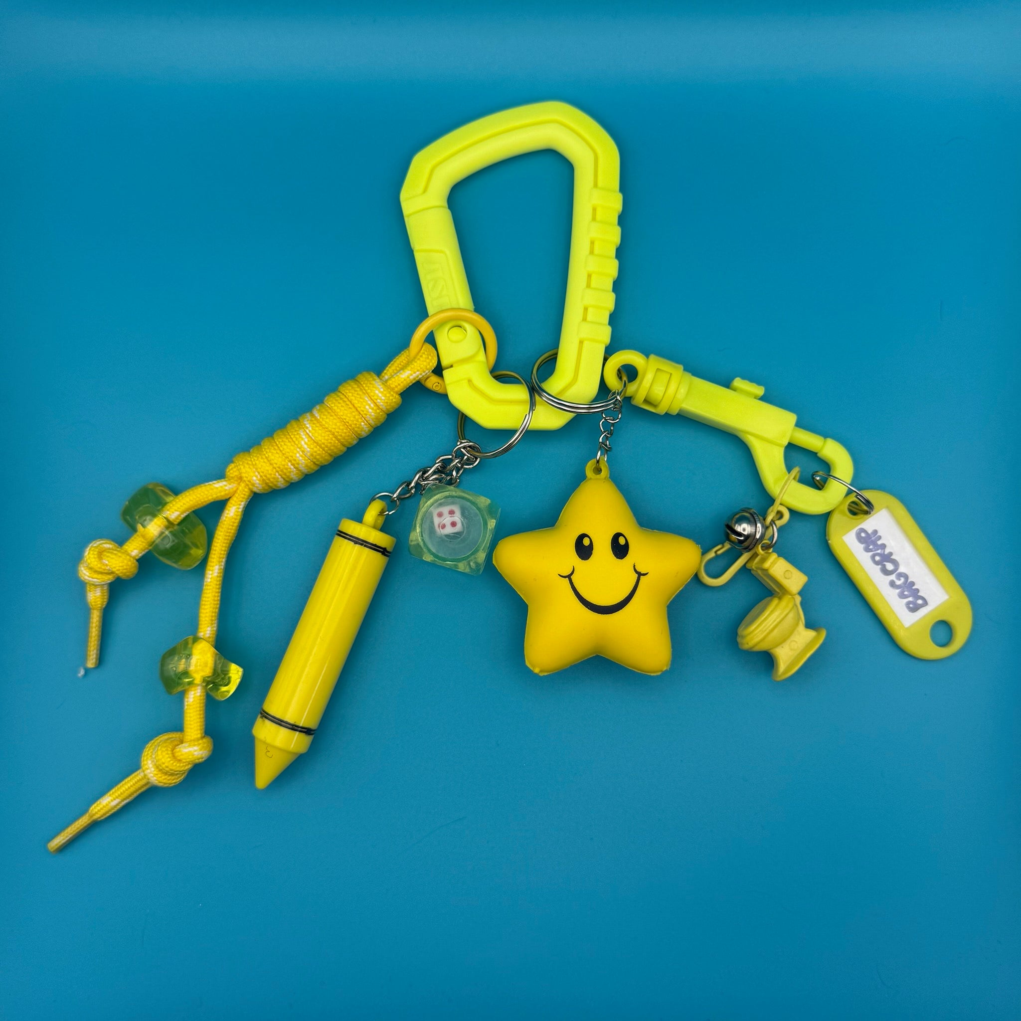 Monochromatic Neon Yellow   Pack - vintage bag charm packs nostalgia vintage y2k vintage keychain vintage charms for bag nostalgia vintage keychains y2k collectible - Bag Crap