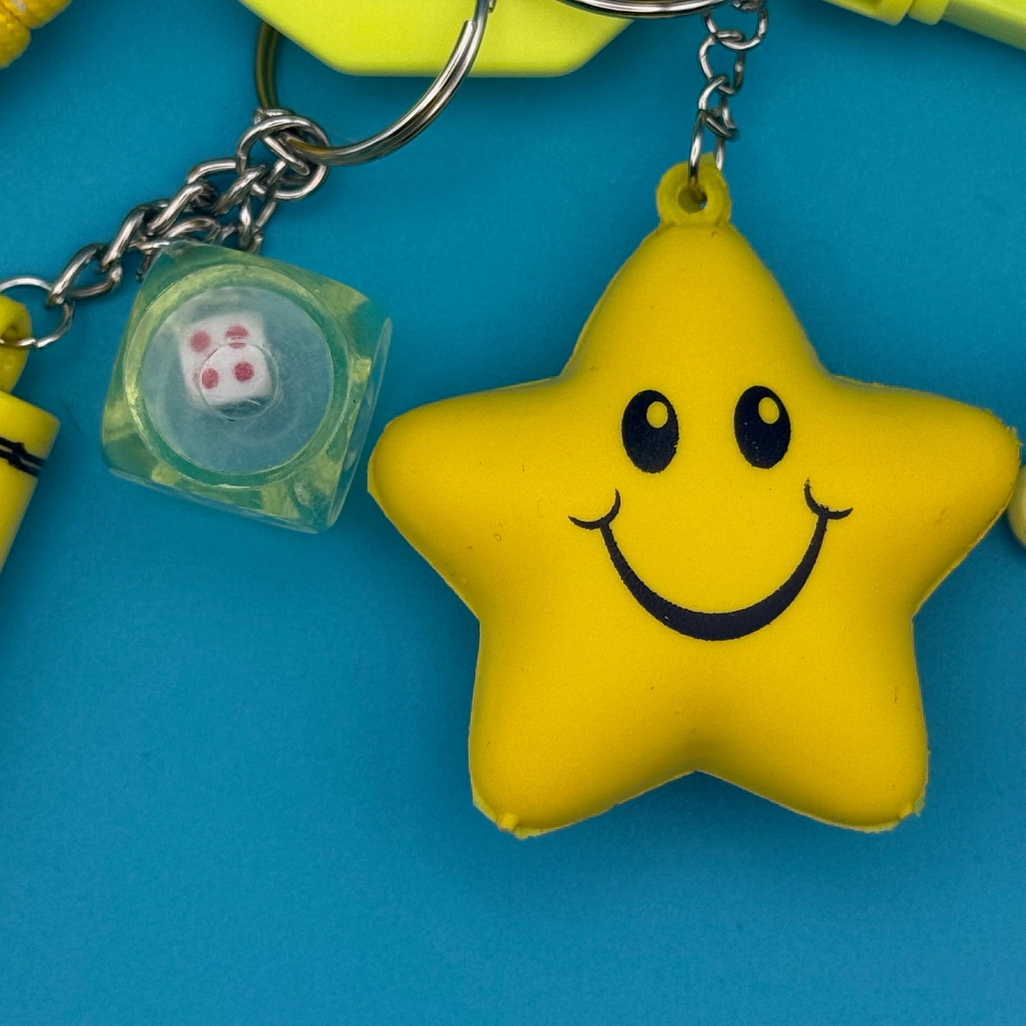 Monochromatic Neon Yellow   Pack - vintage bag charm packs nostalgia vintage y2k vintage keychain vintage charms for bag nostalgia vintage keychains y2k collectible - Bag Crap