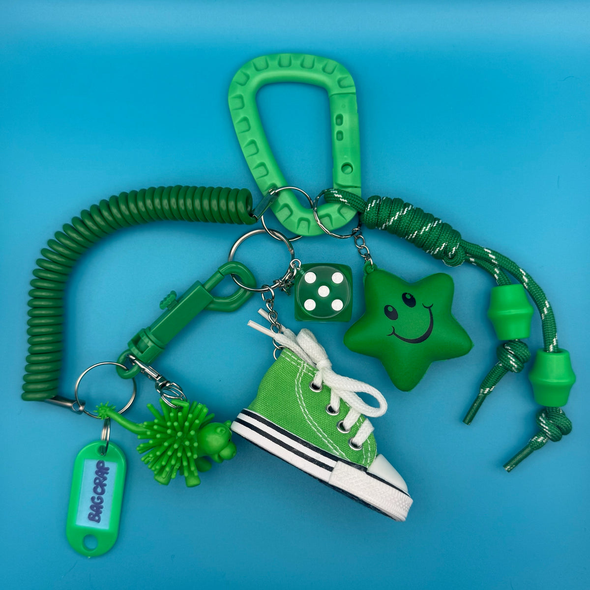 Retro Monochromatic Green   Pack - vintage bag charm packs nostalgia vintage y2k vintage keychain vintage charms for bag nostalgia vintage keychains y2k collectible - Bag Crap