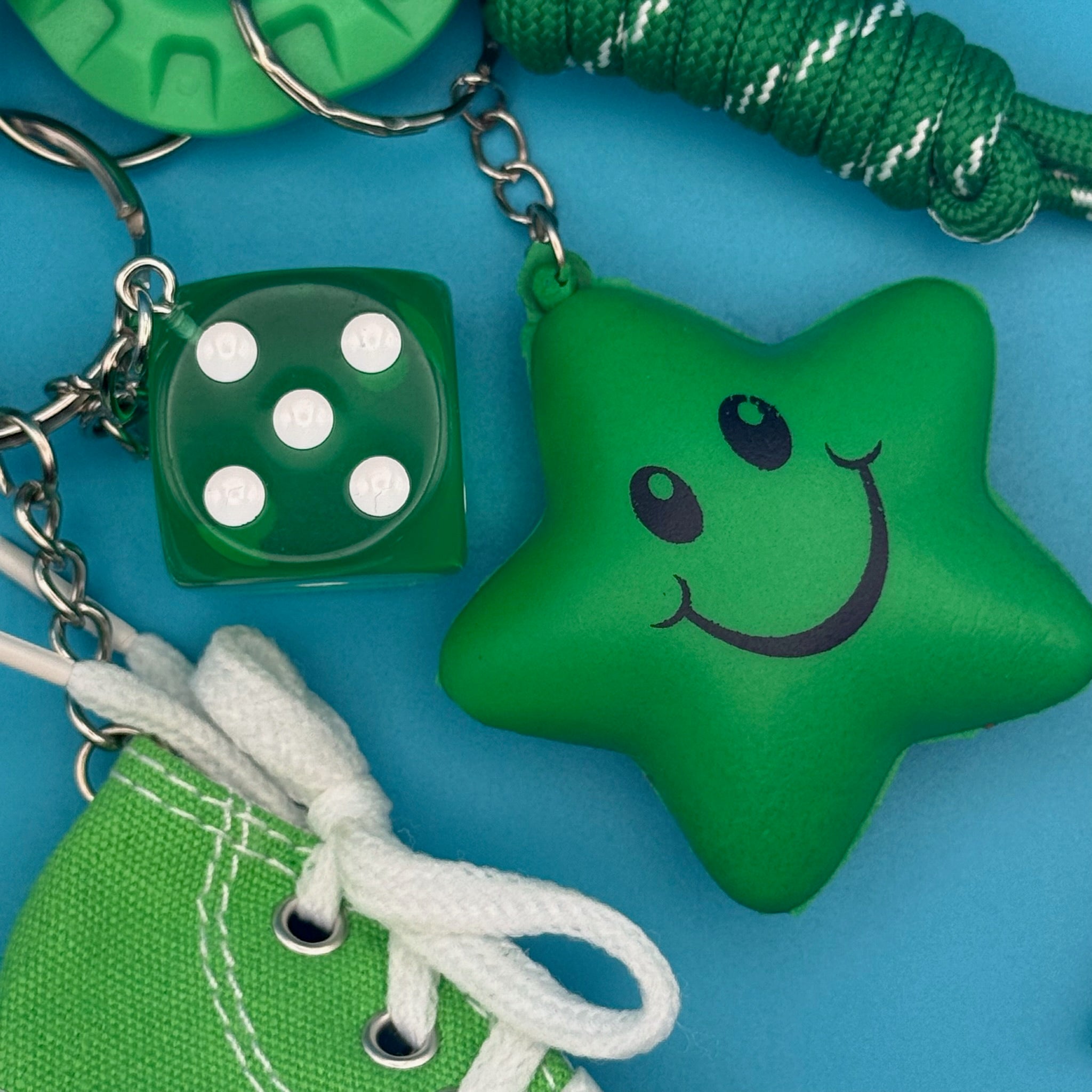 Retro Monochromatic Green   Pack - vintage bag charm packs nostalgia vintage y2k vintage keychain vintage charms for bag nostalgia vintage keychains y2k collectible - Bag Crap