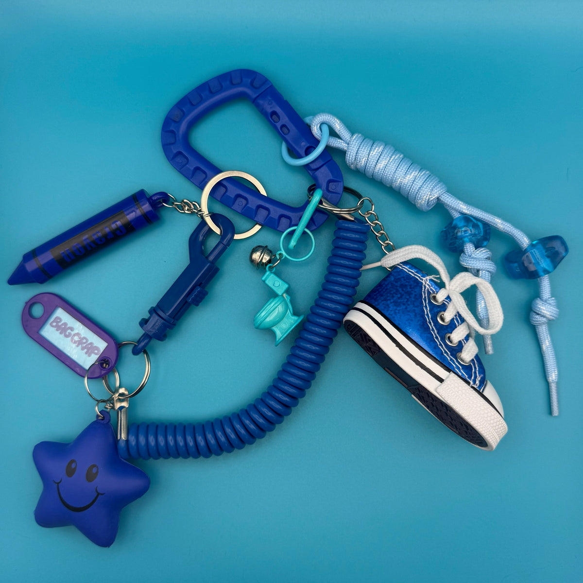 Retro Monochromatic Blue   Pack - vintage bag charm packs nostalgia vintage y2k vintage keychain vintage charms for bag nostalgia vintage keychains y2k collectible - Bag Crap