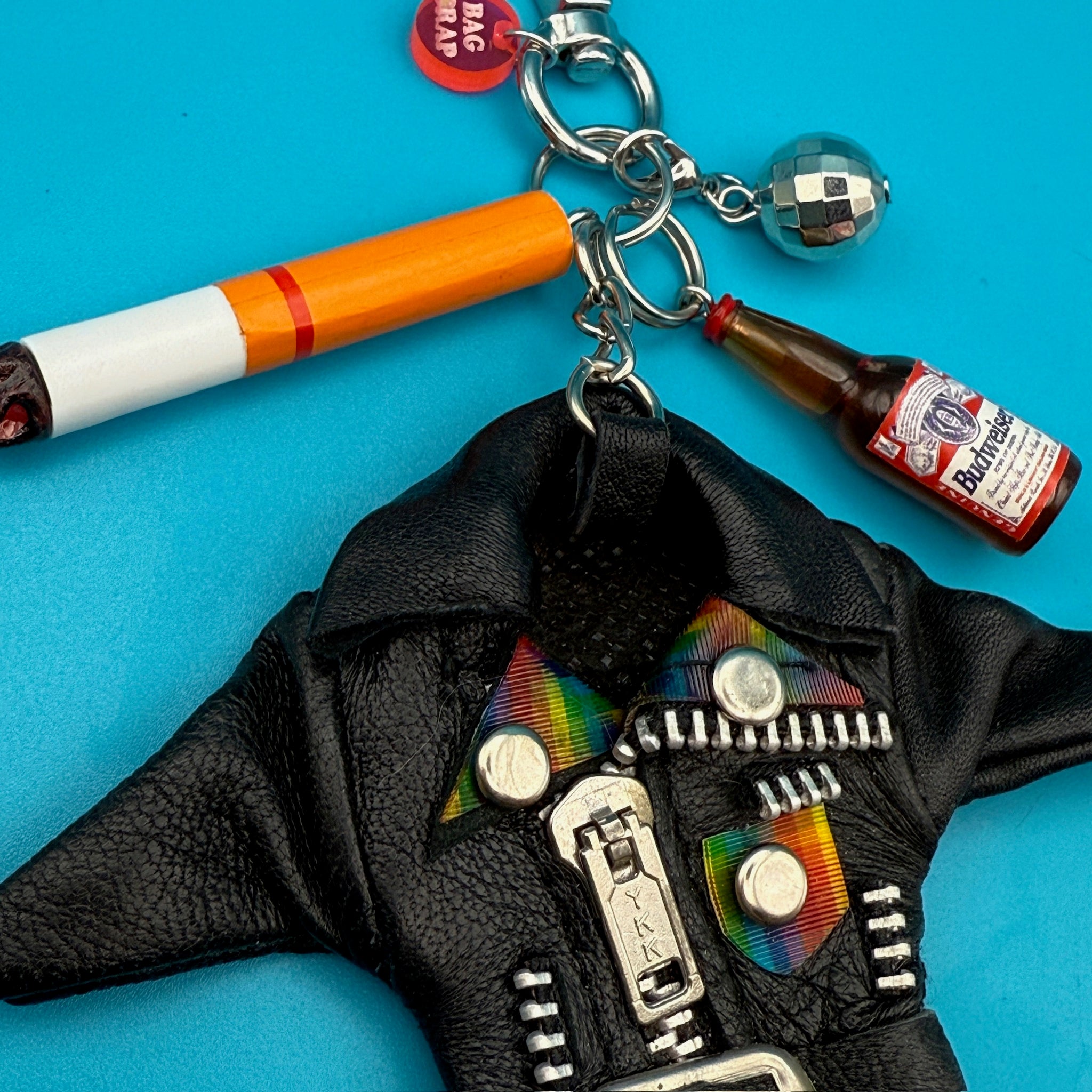 Cig & Beer Moto Jacket   Pack -  vintage keychain vintage charms for bag nostalgia vintage keychains y2k collectible - Bag Crap