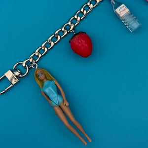 Mini Barbie + Evian Water   Chain - vintage bag charm chains silver nostalgia vintage y2k vintage keychain vintage charms for bag nostalgia vintage keychains y2k collectible - Bag Crap