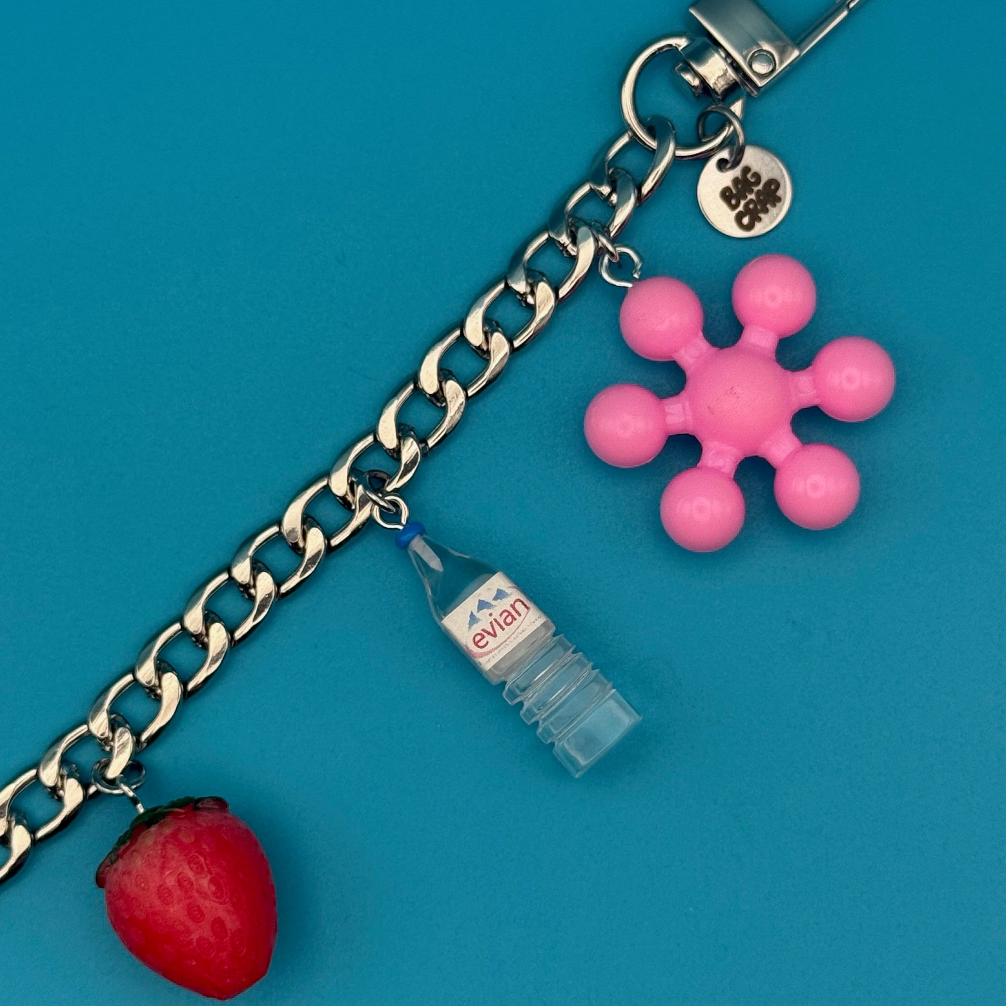 Mini Malibu Barbie + Evian Water   Chain - barbie doll toy pink rare vintage keychain vintage charms for bag nostalgia vintage keychains y2k collectible - Bag Crap