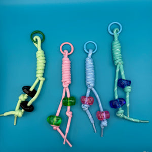 Pastel Chunky Beaded Paracord  s -  vintage keychain vintage charms for bag nostalgia vintage keychains y2k collectible - Bag Crap