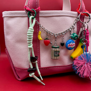 Pastel Chunky Beaded Paracord  s -  vintage keychain vintage charms for bag nostalgia vintage keychains y2k collectible - Bag Crap