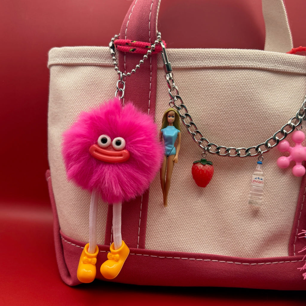 Hot Pink Pom Pom Walking Weirdo Bag Charm