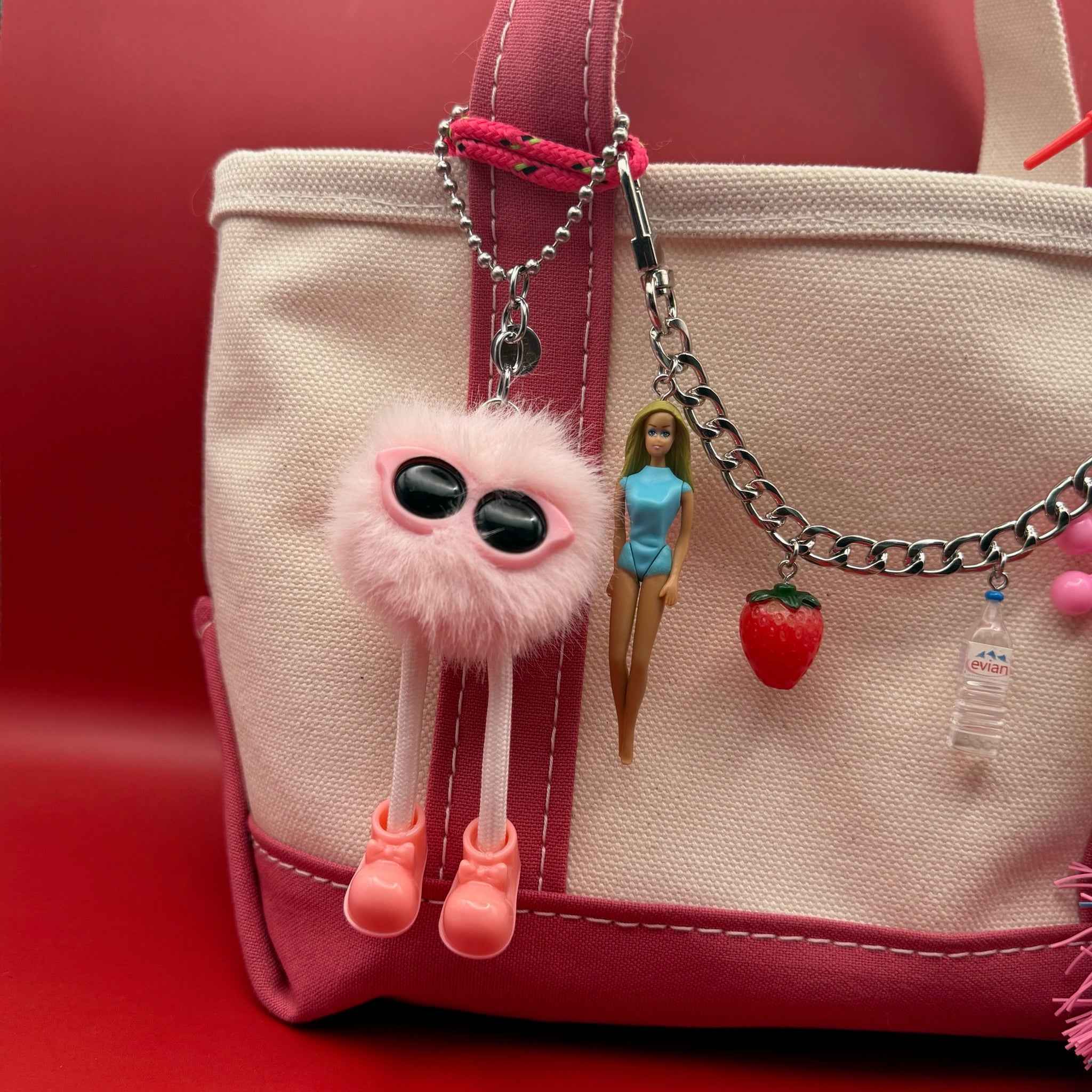 Light Pink Pom Pom Walking Weirdo -  vintage keychain vintage charms for bag nostalgia vintage keychains y2k collectible - Bag Crap