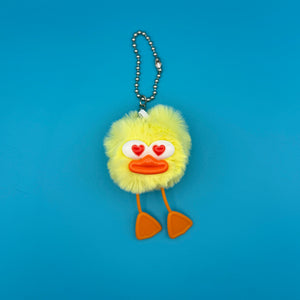 Heart Eyed Yellow Ducky Pom Pom -  vintage keychain vintage charms for bag nostalgia vintage keychains y2k collectible - Bag Crap