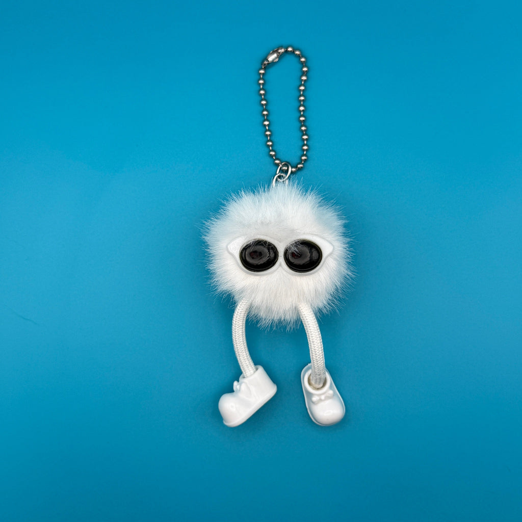 All White Pom Pom Walking Weirdo Bag Charm
