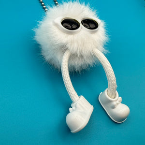 All White Pom Pom Walking Weirdo -  vintage keychain vintage charms for bag nostalgia vintage keychains y2k collectible - Bag Crap