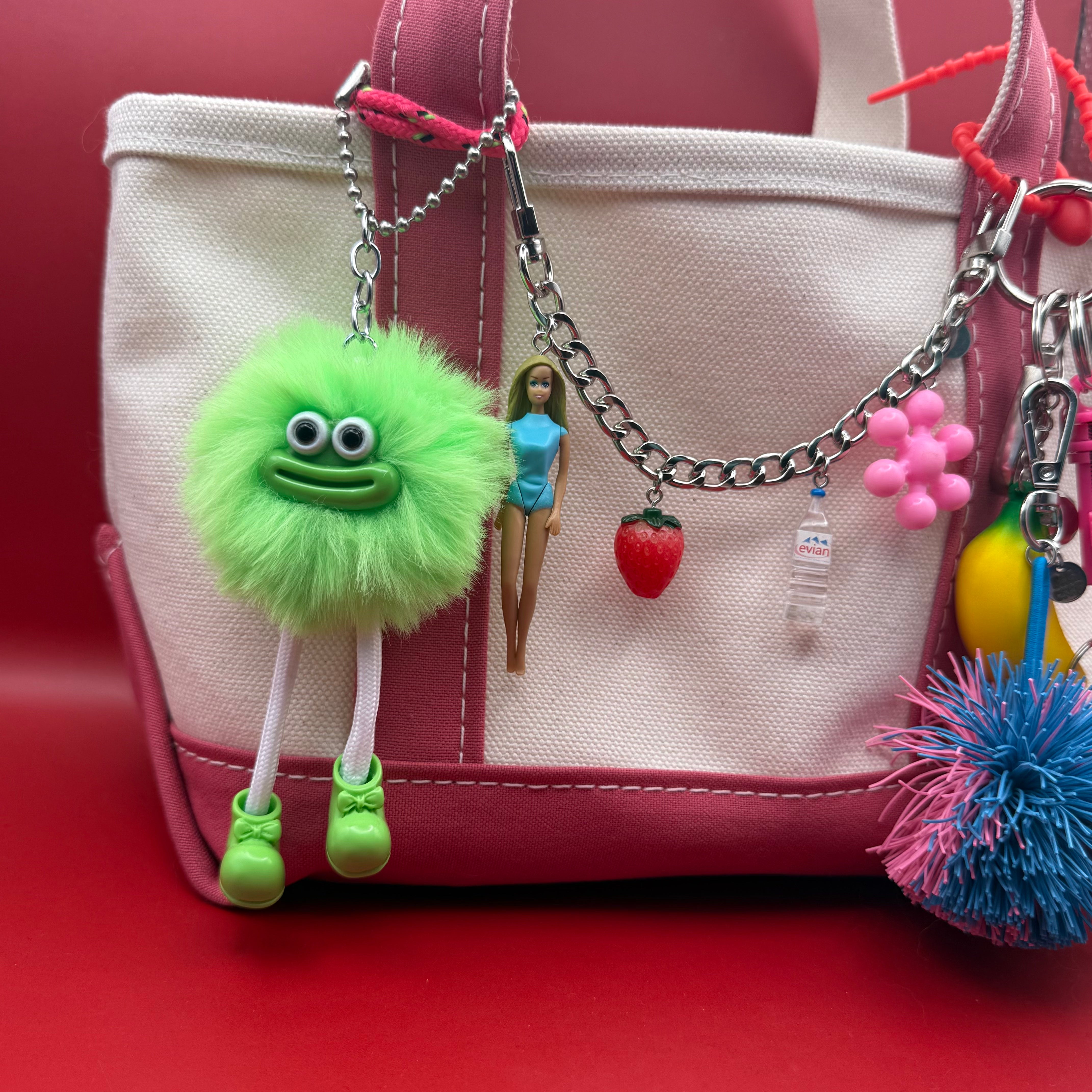 Mini Malibu Barbie + Evian Water   Chain - barbie doll toy pink rare vintage keychain vintage charms for bag nostalgia vintage keychains y2k collectible - Bag Crap