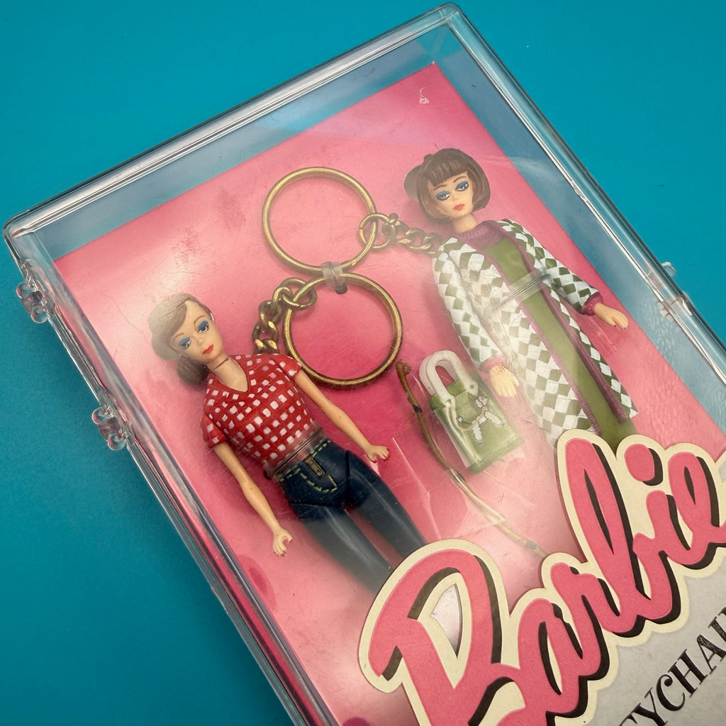 NIB 1995 Vintage Keychains: Two Brunette Barbies with Accessories