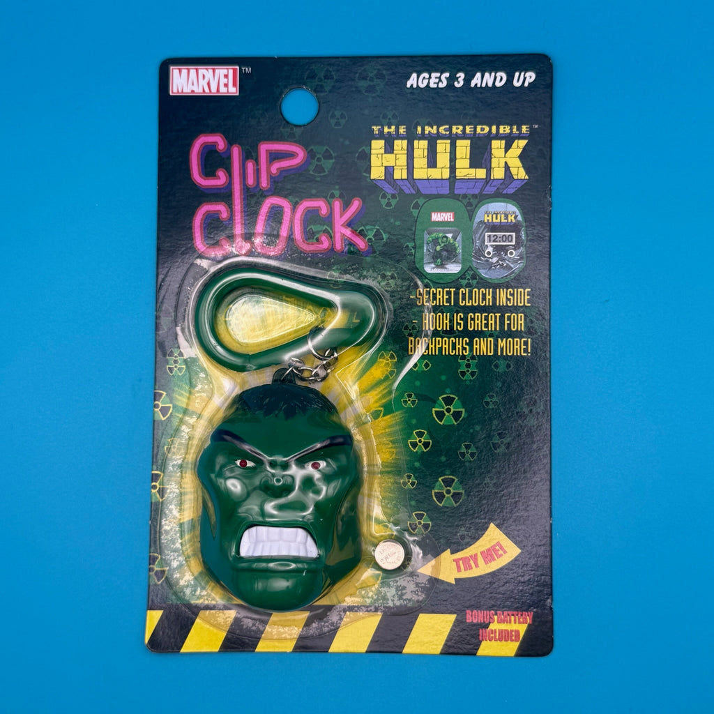 NIB 2003 Vintage Keychain: The Incredible Hulk Clip Clock Keychain