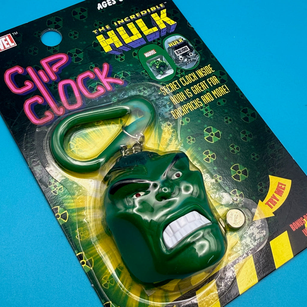 NIB 2003 Vintage Keychain: The Incredible Hulk Clip Clock Keychain