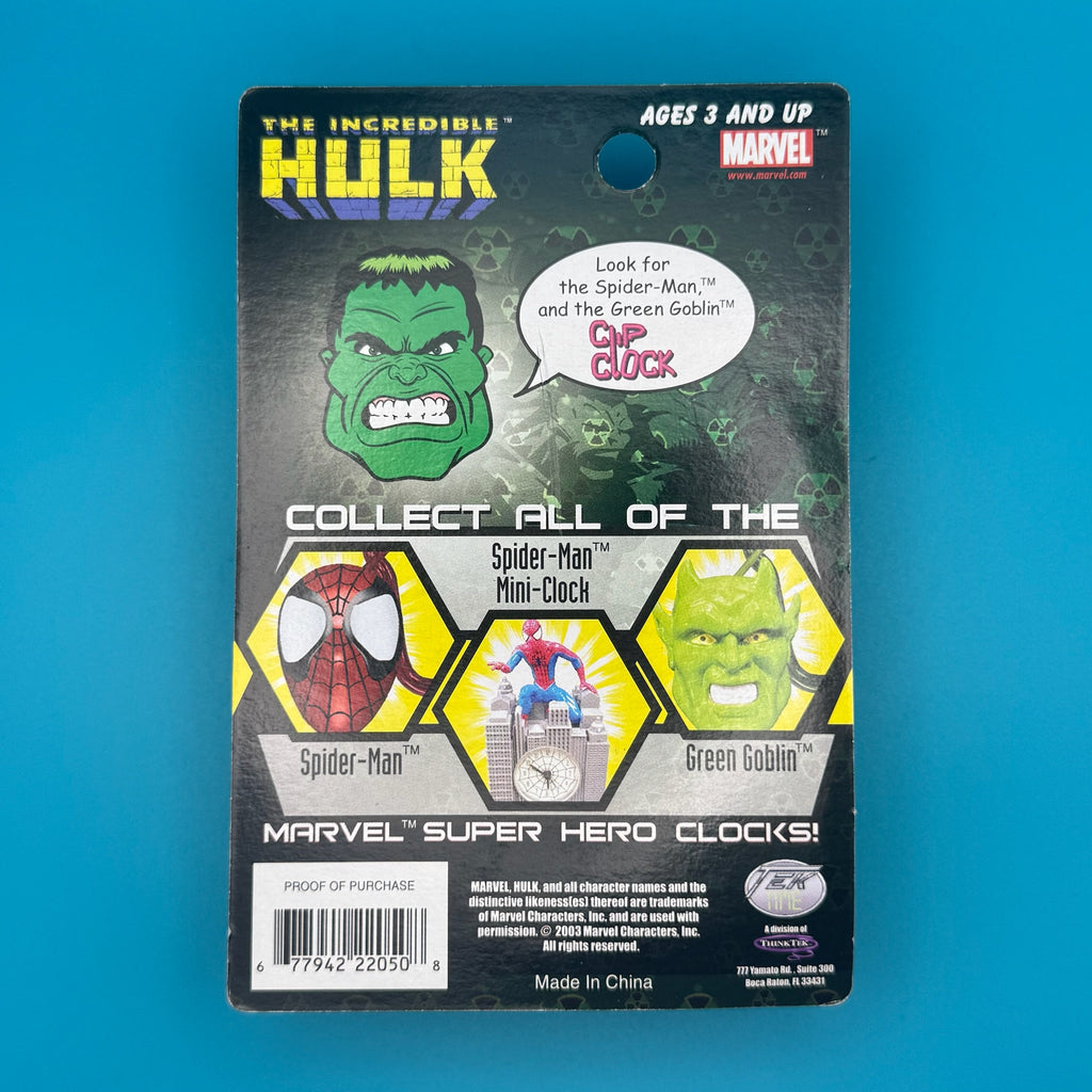 NIB 2003 Vintage Keychain: The Incredible Hulk Clip Clock Keychain