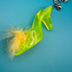 Neon Yellow Feather Pump - vintage bag charm packs nostalgia vintage y2k vintage keychain vintage charms for bag nostalgia vintage keychains y2k collectible - Bag Crap
