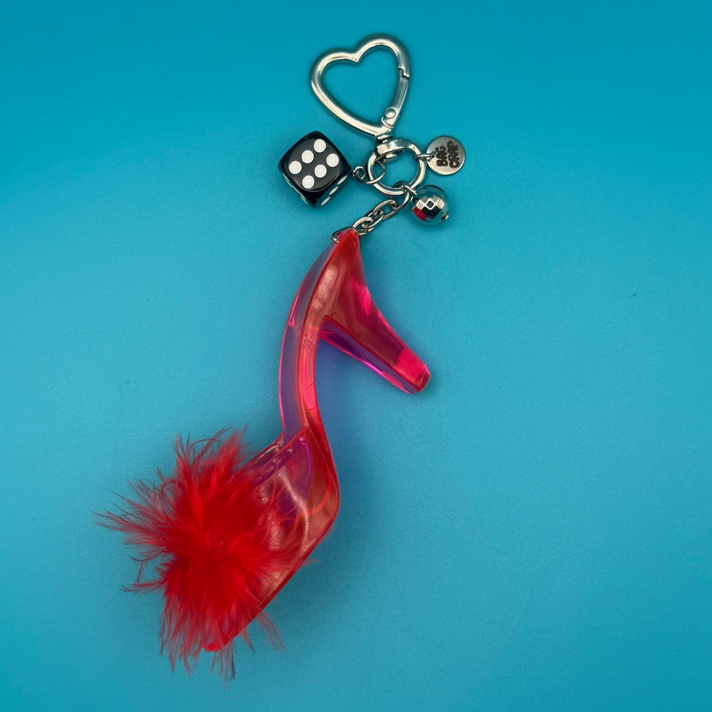 Vintage Y2K Pink Feather Pump Bag Charm