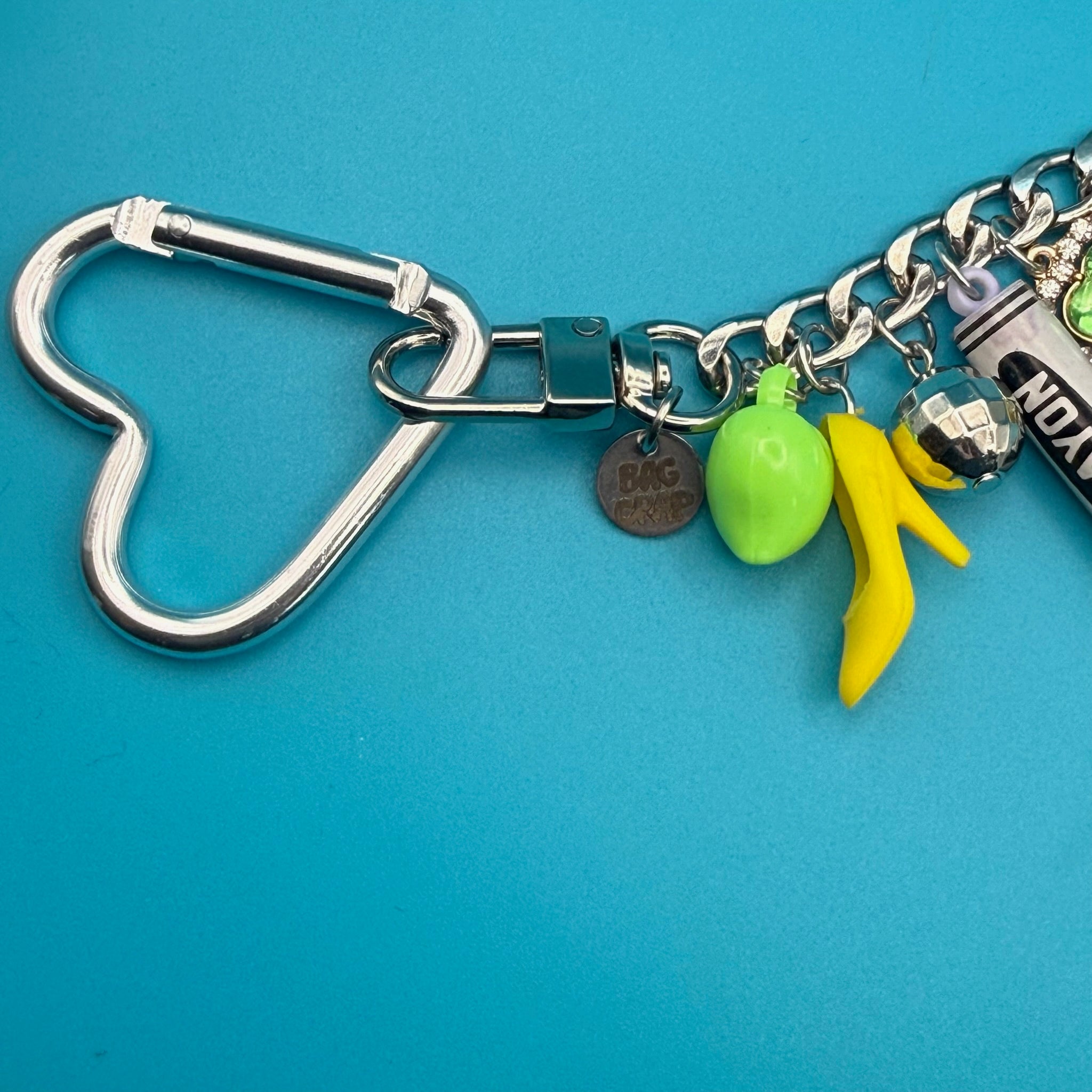 One-of-one Pastel Green & Purple   Chain - vintage bag charm chains silver nostalgia vintage y2k vintage keychain vintage charms for bag nostalgia vintage keychains y2k collectible - Bag Crap