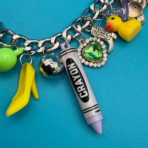 One-of-one Pastel Green & Purple   Chain - vintage bag charm chains silver nostalgia vintage y2k vintage keychain vintage charms for bag nostalgia vintage keychains y2k collectible - Bag Crap