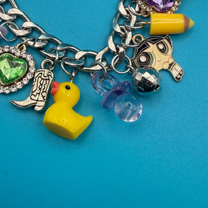 One-of-one Pastel Green & Purple   Chain - vintage bag charm chains silver nostalgia vintage y2k vintage keychain vintage charms for bag nostalgia vintage keychains y2k collectible - Bag Crap