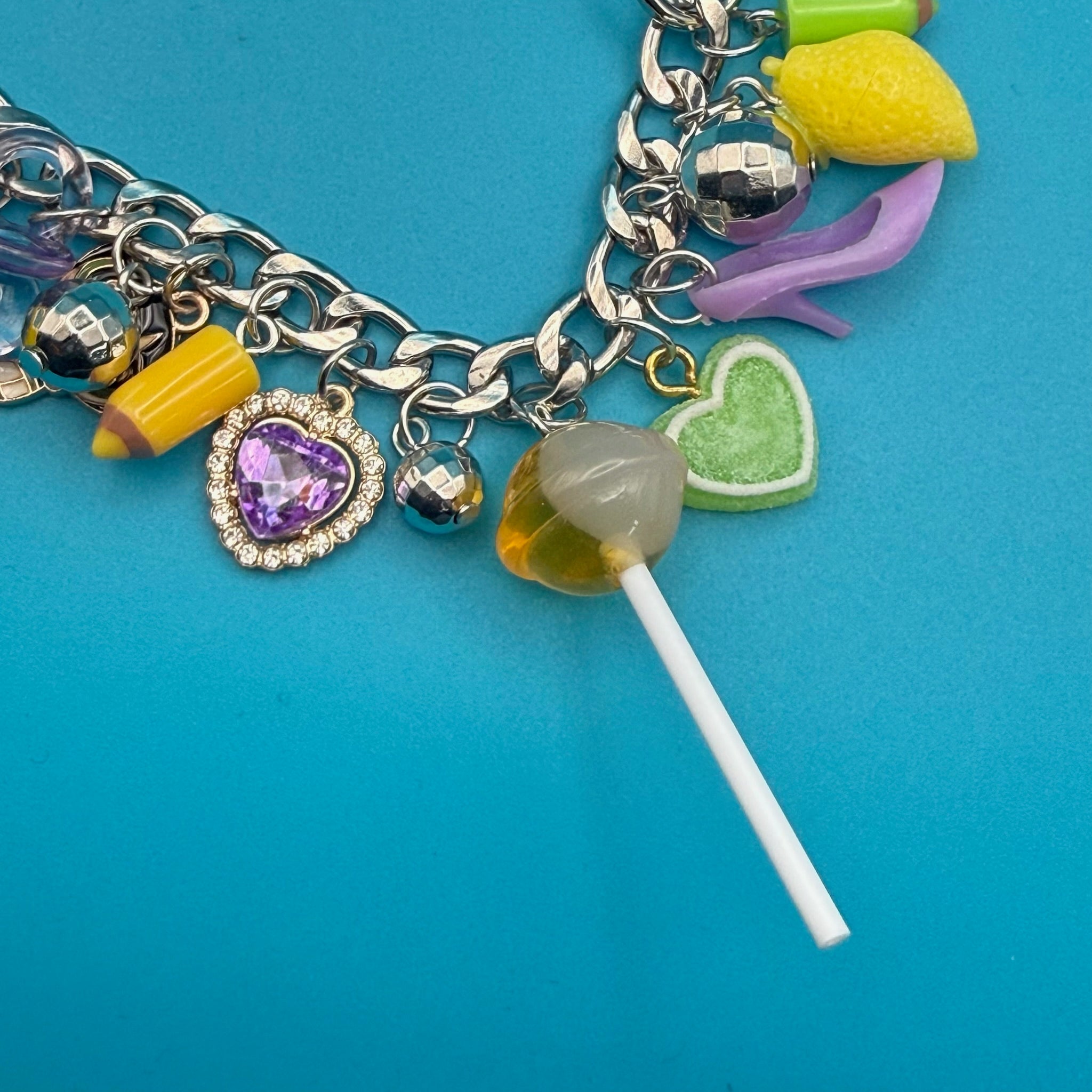 One-of-one Pastel Green & Purple   Chain - vintage bag charm chains silver nostalgia vintage y2k vintage keychain vintage charms for bag nostalgia vintage keychains y2k collectible - Bag Crap