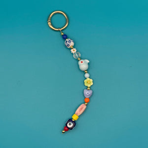 Glass Bead  — Evil Eye, Blue Parrot -  vintage keychain vintage charms for bag nostalgia vintage keychains y2k collectible - Bag Crap