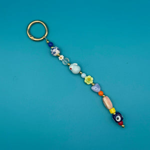 Glass Bead  — Evil Eye, Blue Parrot -  vintage keychain vintage charms for bag nostalgia vintage keychains y2k collectible - Bag Crap