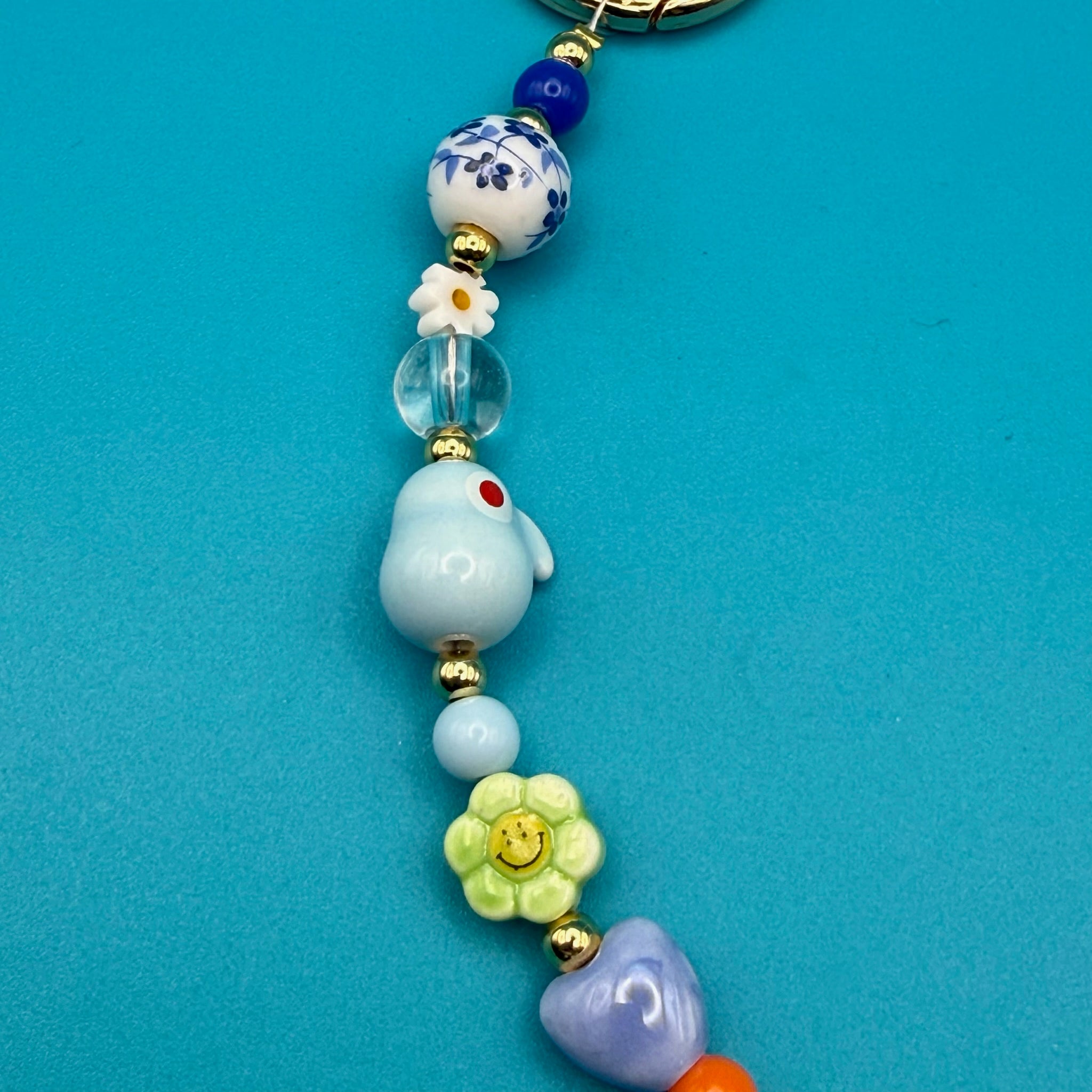 Glass Bead  — Evil Eye, Blue Parrot -  vintage keychain vintage charms for bag nostalgia vintage keychains y2k collectible - Bag Crap