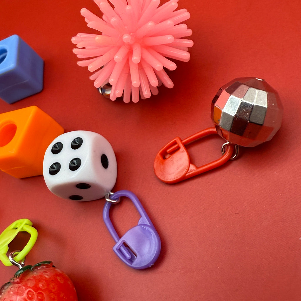 Trinket Shoe Charm Set: Pretzel + Strawberry + Dice