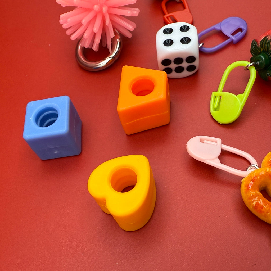 Trinket Shoe Charm Set: Pretzel + Strawberry + Dice