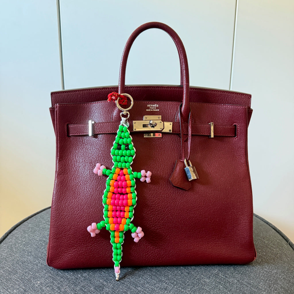 Neon Green & Pink Bead Buddy Alligator Bag Charm