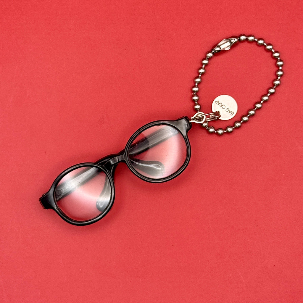 Black Plastic Glasses Bag Charm