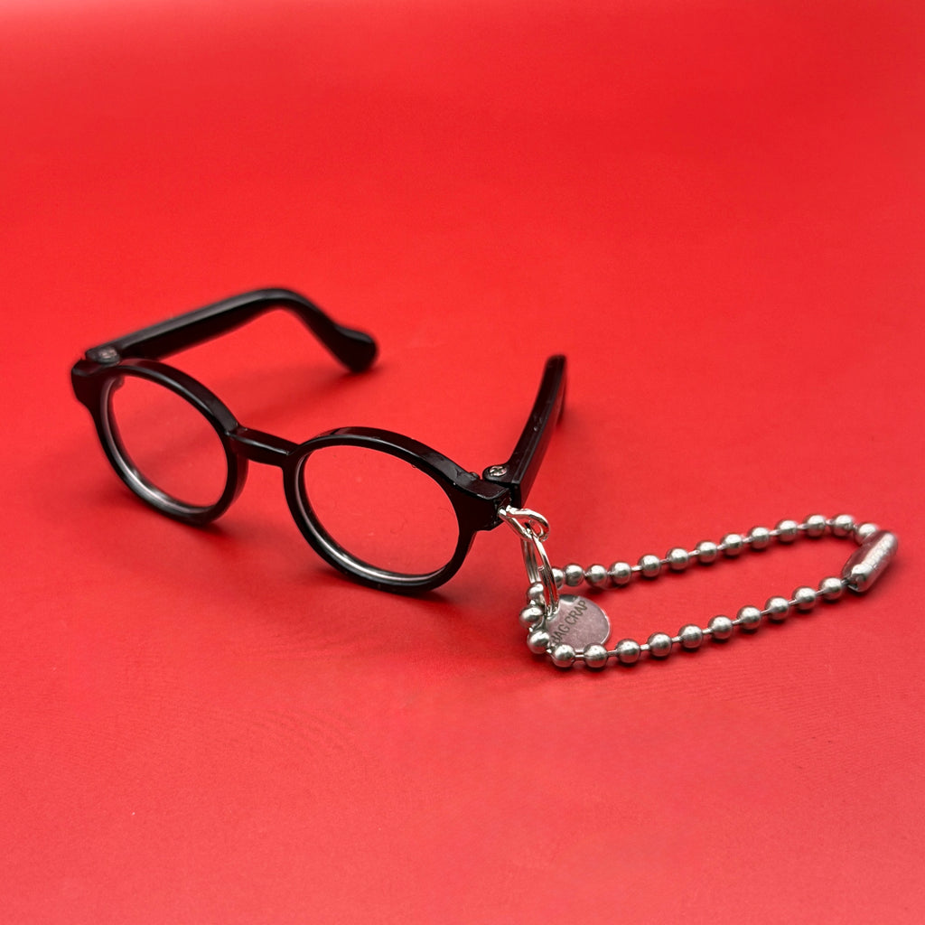 Black Plastic Glasses Bag Charm