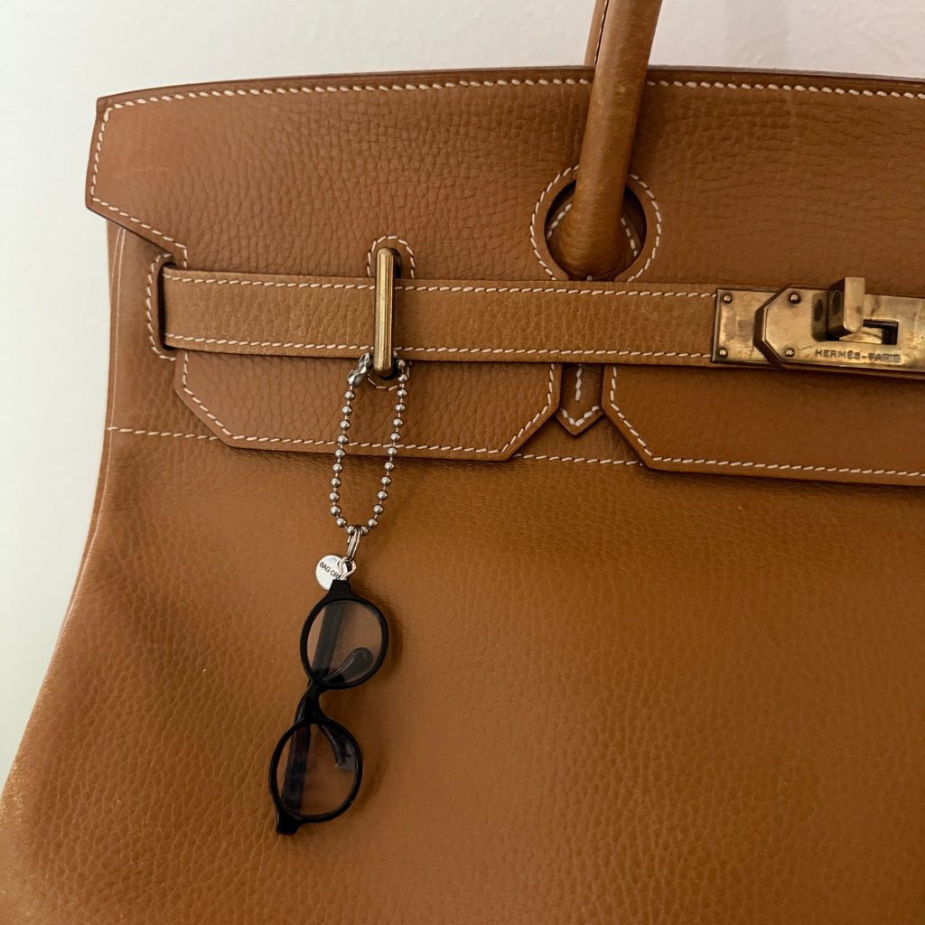 Black Plastic Glasses Bag Charm