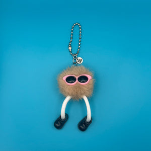 Mocha and Pink Pom Pom Walking Weirdo -  vintage keychain vintage charms for bag nostalgia vintage keychains y2k collectible - Bag Crap