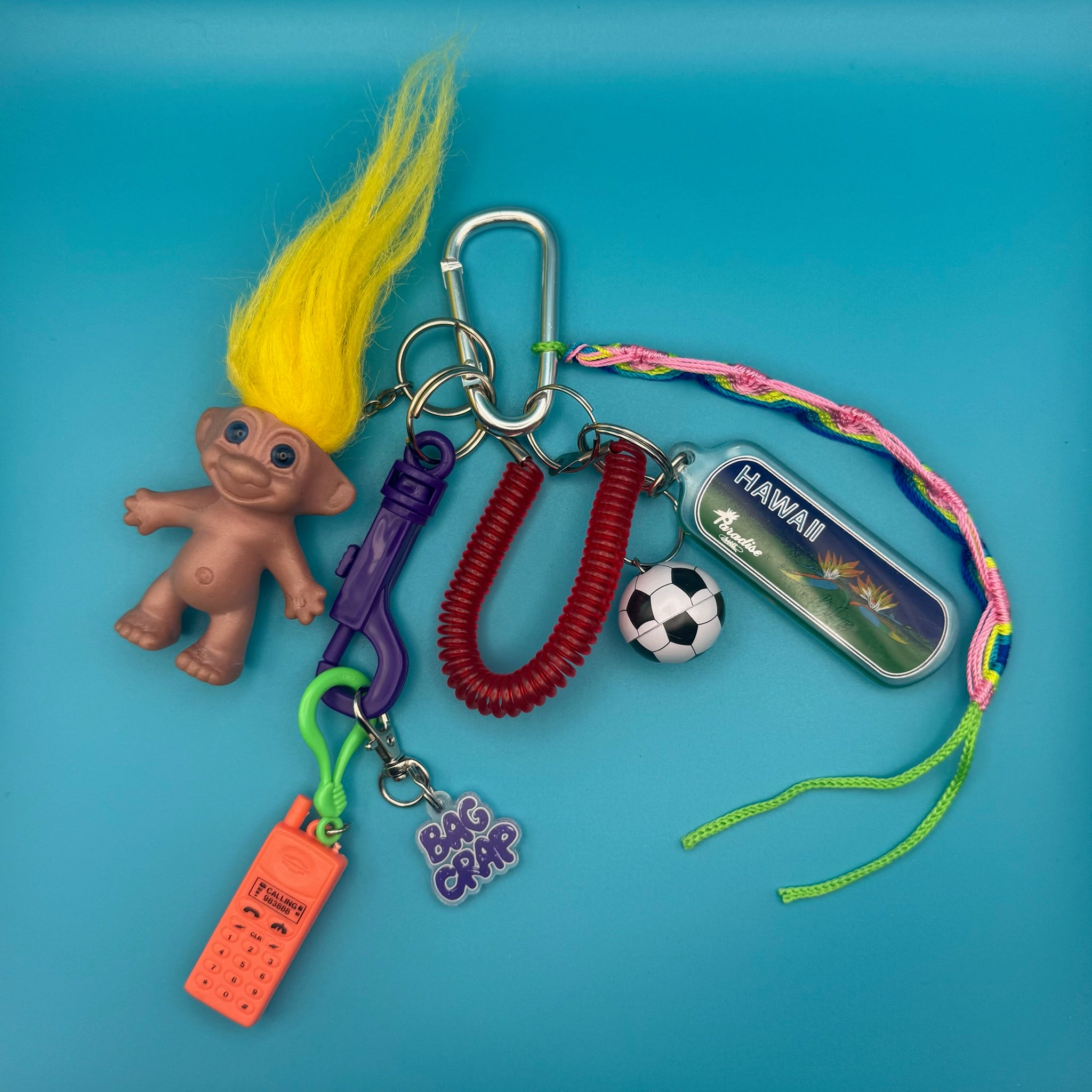 Yellow Troll Cell Phone   Pack - troll charms troll keychains vintage keychain vintage charms for bag nostalgia vintage keychains y2k collectible - Bag Crap