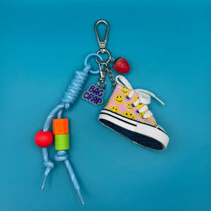 Pink Smiley Face Sneaker   Pack - vintage bag charm packs nostalgia vintage y2k vintage keychain vintage charms for bag nostalgia vintage keychains y2k collectible - Bag Crap