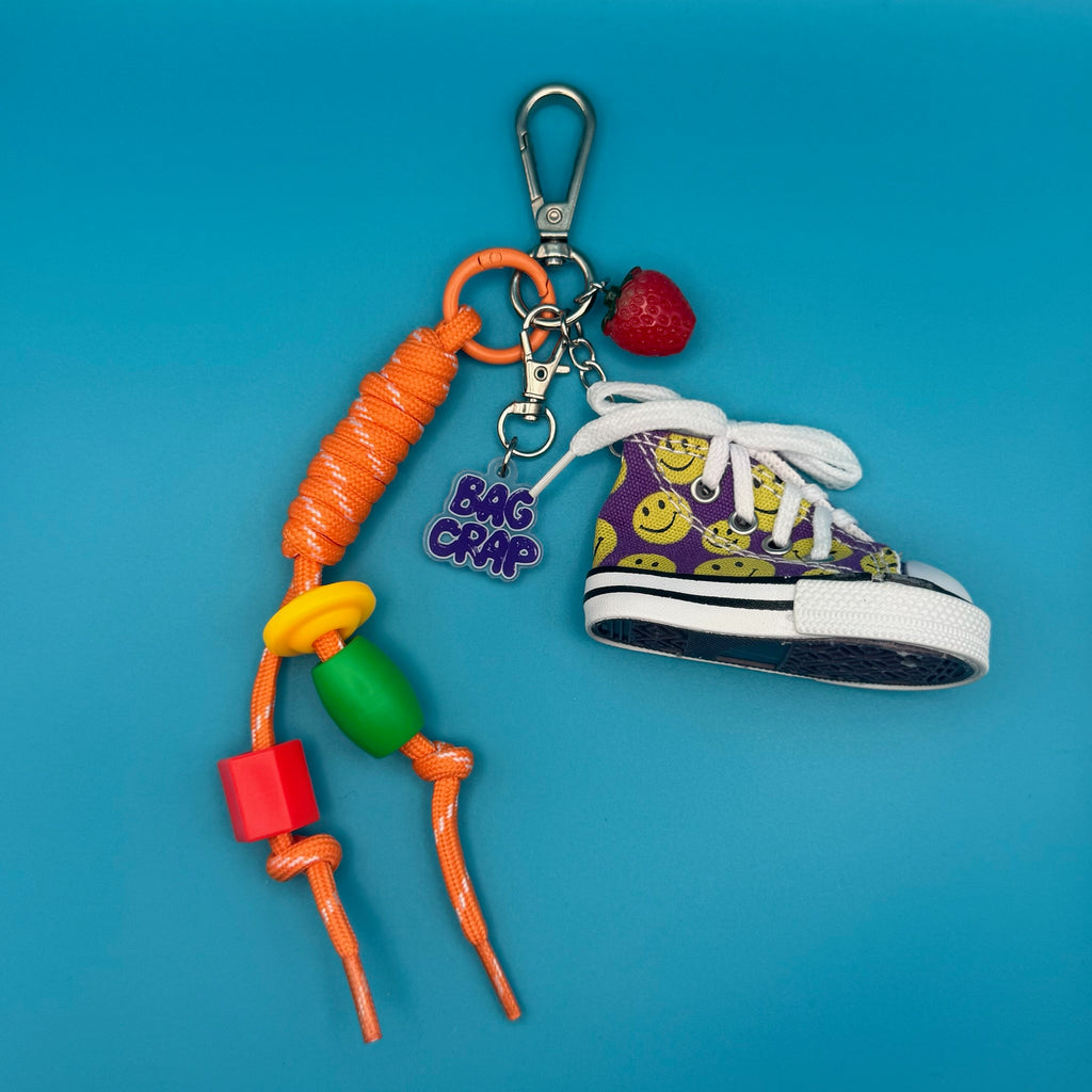 Vintage Purple Smiley Face Sneaker Bag Charm Pack