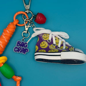 Purple Smiley Face Sneaker   Pack - vintage bag charm packs nostalgia vintage y2k vintage keychain vintage charms for bag nostalgia vintage keychains y2k collectible - Bag Crap