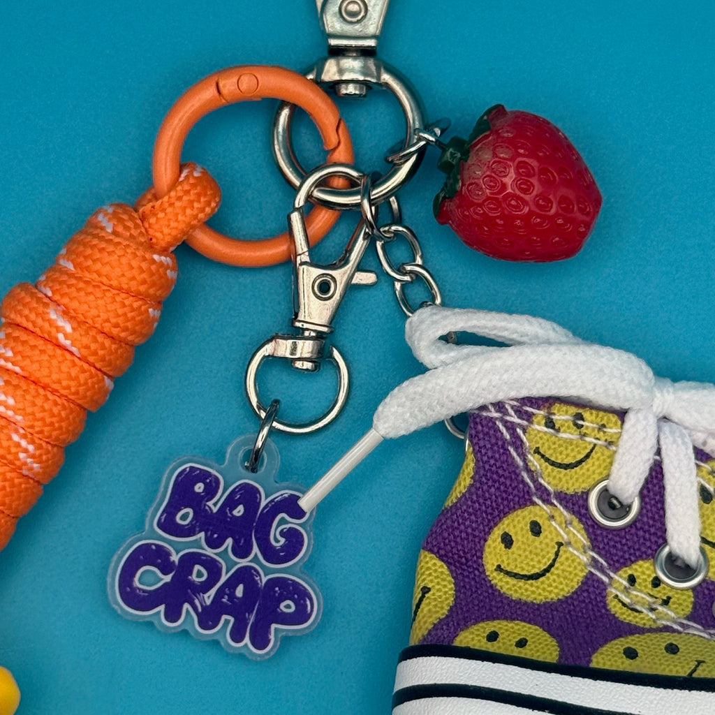 Vintage Purple Smiley Face Sneaker Bag Charm Pack
