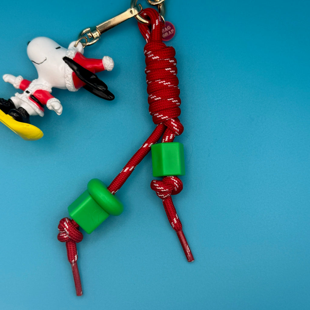 Vintage Holiday Snowboarding Santa Snoopy Bag Charm Pack
