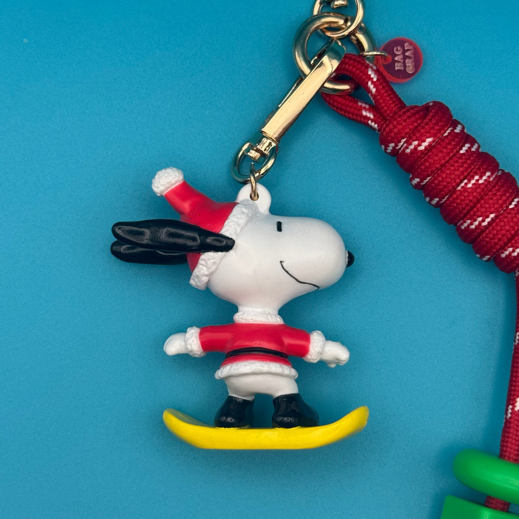 Vintage Holiday Snowboarding Santa Snoopy Bag Charm Pack