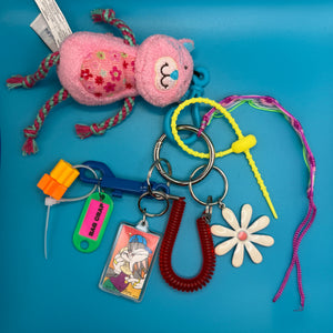 Bag Crap - Pink Plush Toy Daisy Keychain and Charm Pack